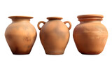 Minimal empty clay pots cut out transparent backgrounds 3d illustration