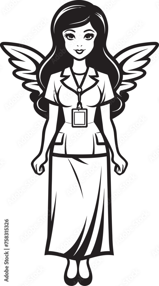 Nursing Excellence: Nurse Symbol Vector Black Logo Icon Design for Health Proficiency Radiant Health: Nurse Cap Vector Black Logo Icon Design for Medical Wellness