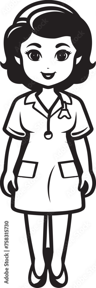 Compassionate Service: Nurse Cap Vector Black Logo Icon Design Healthcare Companion: Nurse Symbol Vector Black Logo Icon Design