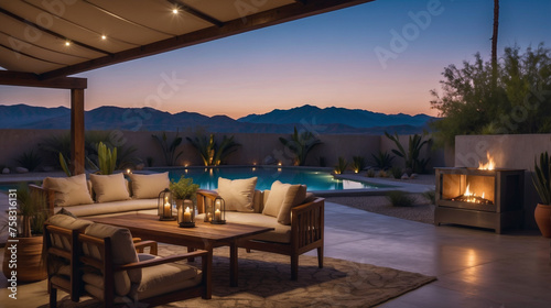 Outdoor Living Area at Dusk