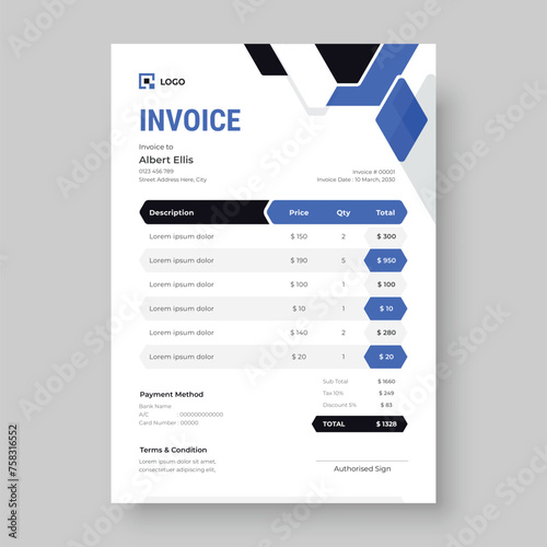 Abstract modern business invoice template
