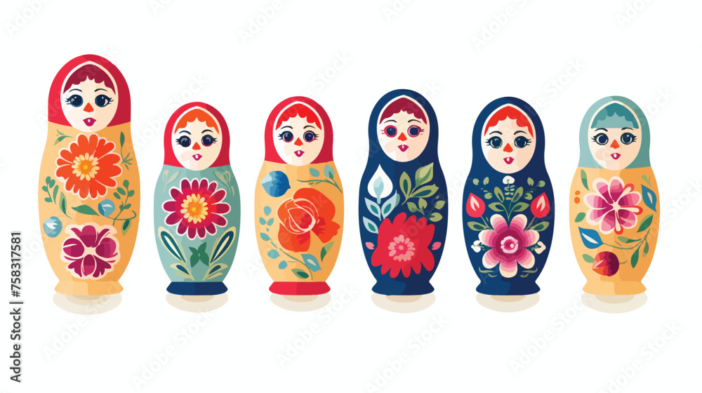 Flat icon A classic set of nesting dolls with color