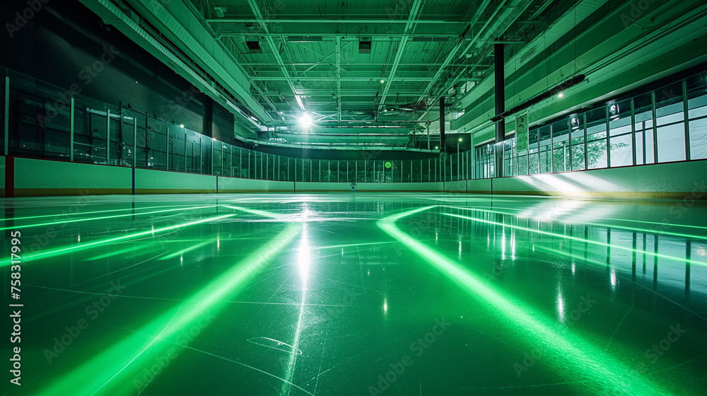 Spacious Room Filled With Green Lights Spacious Room Filled With Green Lights