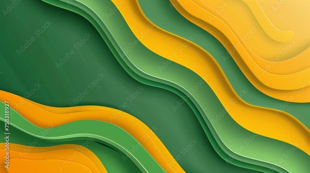 Vibrant green and yellow waves creating a fluid abstract background ...