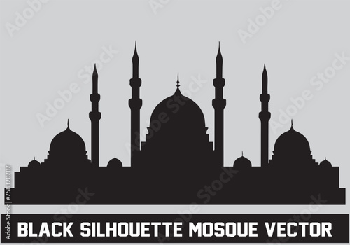 Wallpaper Mural Mosque silhouette black color for islamic design Vector Torontodigital.ca