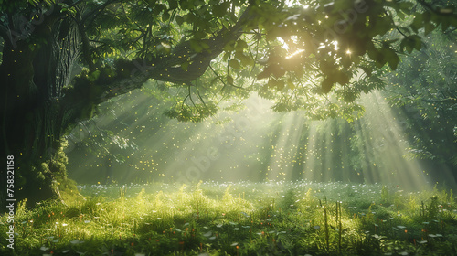 sun rays through the trees