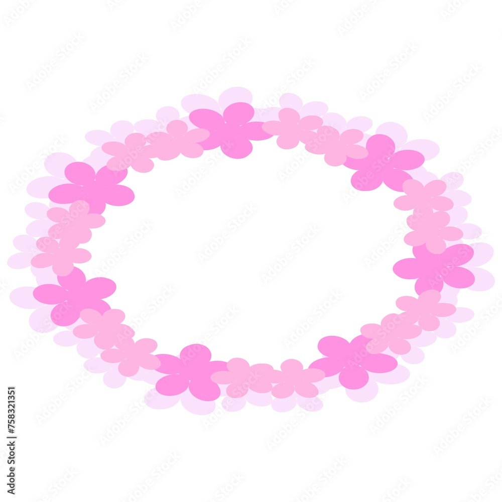 Beautiful wreath of pink flowers. For design of cards, holiday invitations.