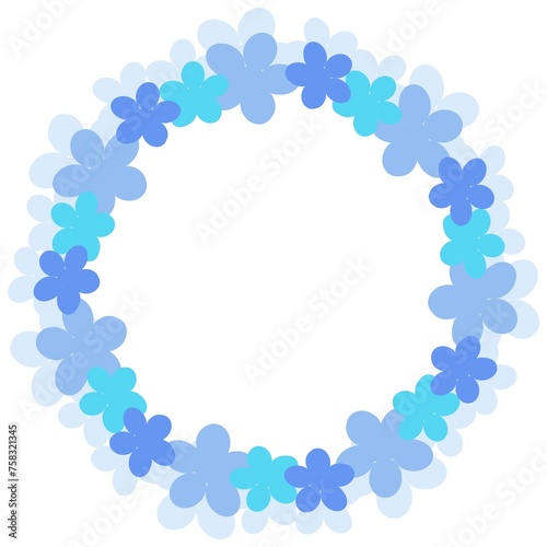 Beautiful wreath of blue flowers. For design of cards, holiday invitations.