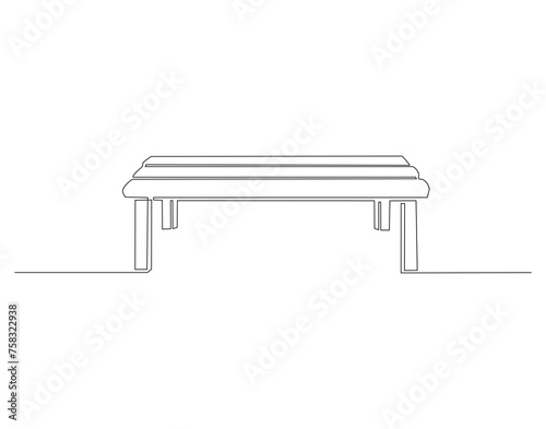 Continuous Line Drawing Of Bench In Park. One Line Of Bench. Bench Park Continuous Line Art. Editable Outline.