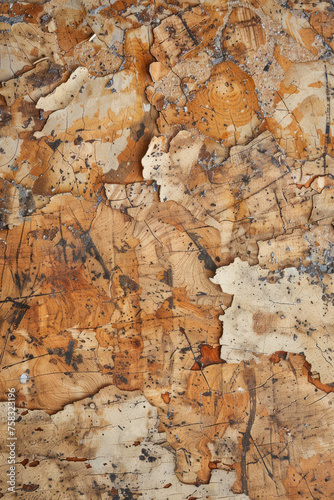Vertical Abstract background of cork surface with natural chaotic texture in light brown color.
