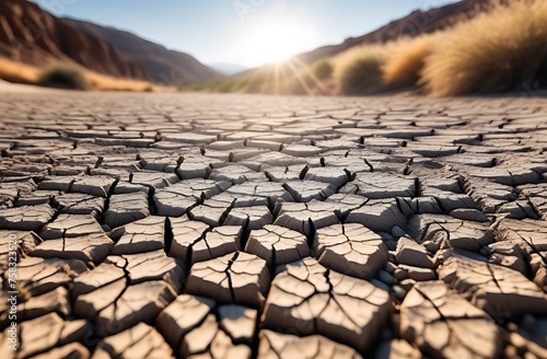 dry cracked earth, drought, dried up river, summer sun