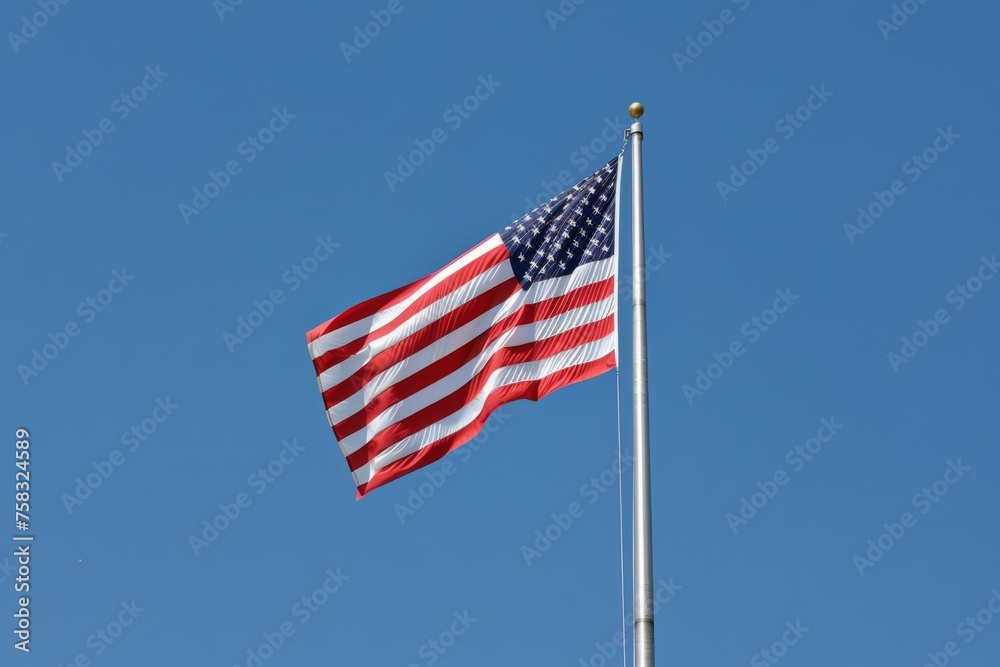 Fototapeta premium The American flag, symbolizing the essence of Independence Day, copy space