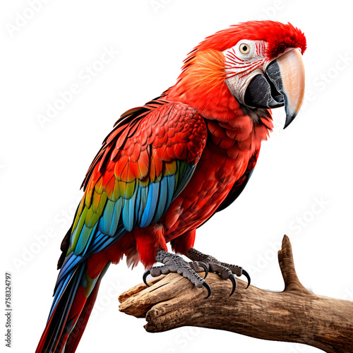 Red Macaw on Branch PNG Transparent
 photo