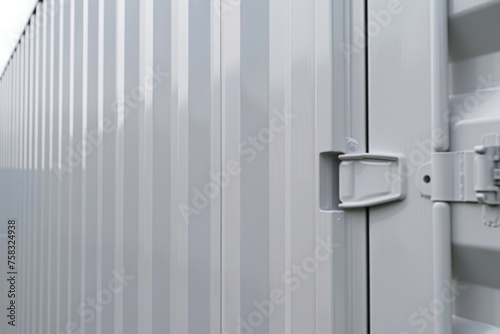 Detailed image of a metal door with latch. Suitable for security concepts