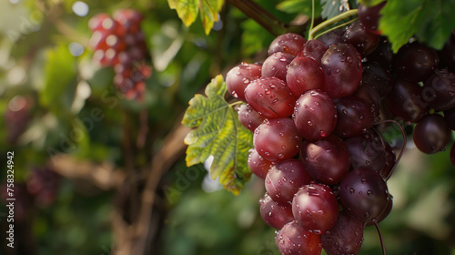 Wallpaper Mural Fresh red grapes hanging from a tree, perfect for food and nature concepts Torontodigital.ca