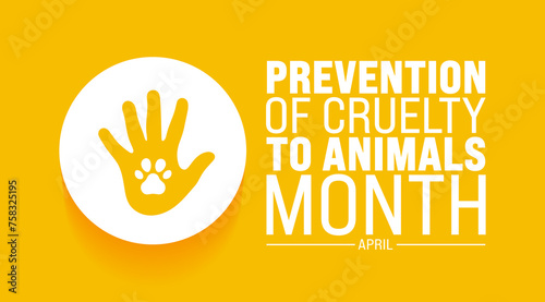 April is Prevention of Cruelty to Animals Month background template. Holiday concept. use to background, banner, placard, card, and poster design template with text inscription and standard color. photo