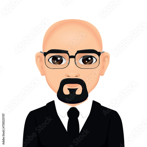 Portrait of bald and bearded man