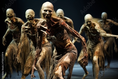 zombie dancers show off their unique dancing skills on the stage 