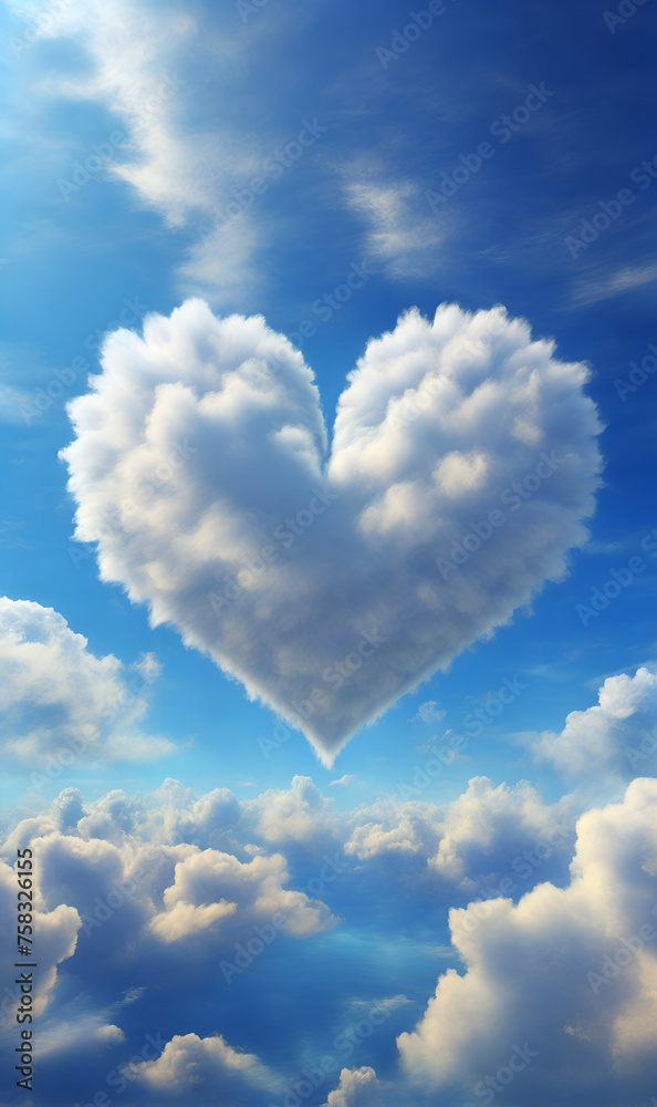 Blue skies, a heart made of clouds