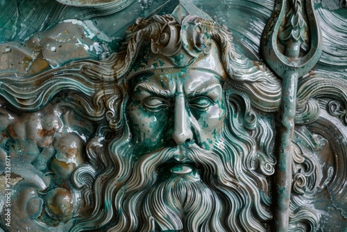 Poseidon sculpture as God of the Ocean featuring mythology, ancient Greek art, and sea trident in bronze