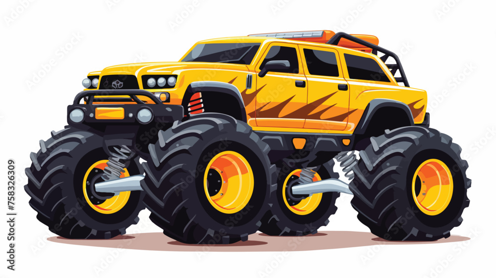 Flat icon A monster truck with large tires and a su