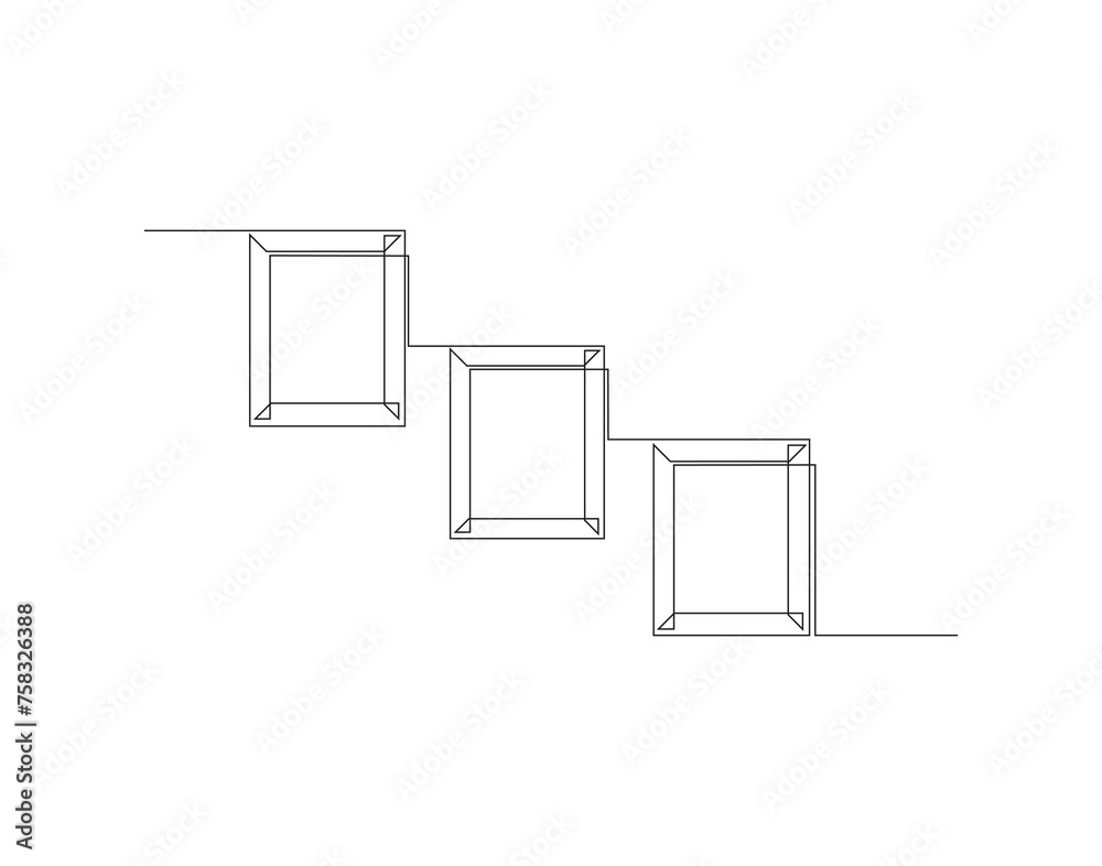 Continuous Line Drawing Of Wall Frame. One Line Of Picture Frame. Frame Continuous Line Art. Editable Outline.