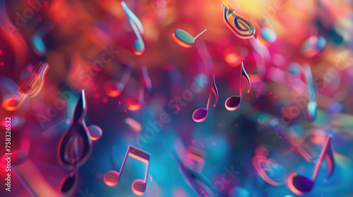 Musical notes floating in the air, suitable for music concepts