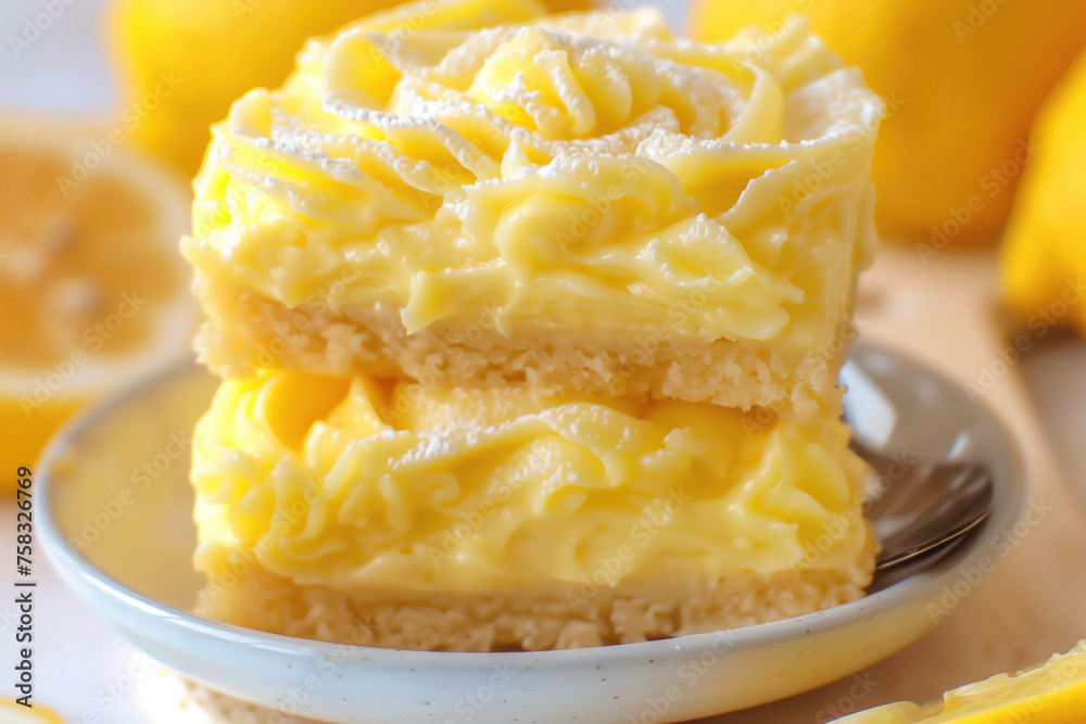 Delicate Lemon cream cheese close-up. Delicate Lemon cream cheese close-up.