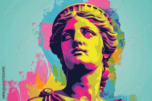 Colorful Pop Art style illustration of the Greek goddess Demeter