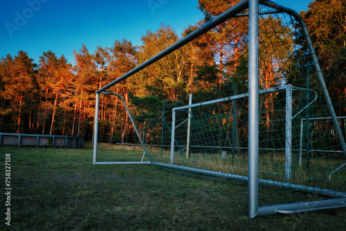 Soccer Goal in Autumn - Tor - Sports - Concept - Background - Playground - Nature - Field - Football - Outdoor
