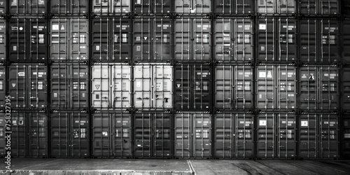 Black and white photo of a building with numerous windows. Suitable for architectural projects