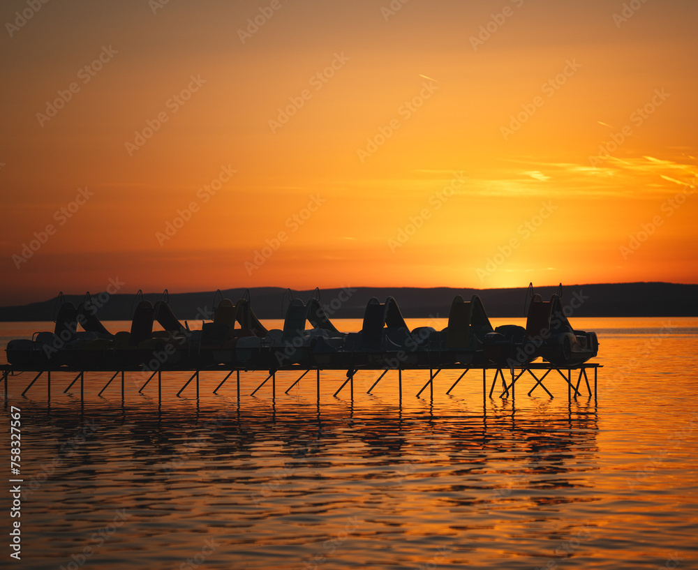 Amazing sunset over lake Balaton in summer Amazing sunset over lake Balaton in summer