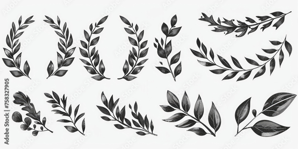 Detailed drawing of a bunch of leaves, suitable for nature-themed designs Detailed drawing of a bunch of leaves, suitable for nature-themed designs