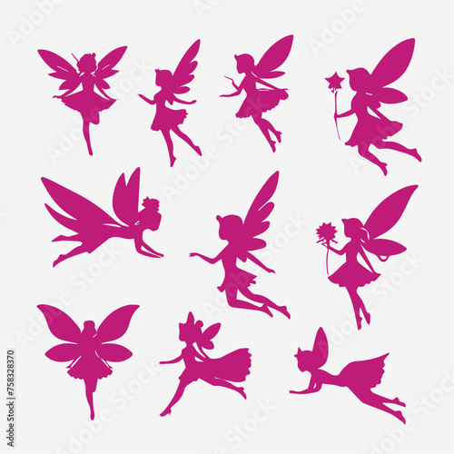 flat design fairy silhouette collection