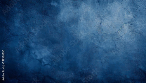Blue dark grunge cement wall in retro concept. Old concrete background for wallpaper or graphic design. Blank plaster texture in vintage style.
