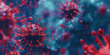 Detailed view of red viruses. Suitable for medical concepts