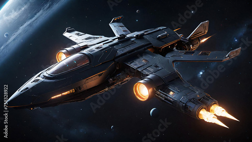 Wallpaper Mural space wars, military drone flying in space, generative ai illustration Torontodigital.ca