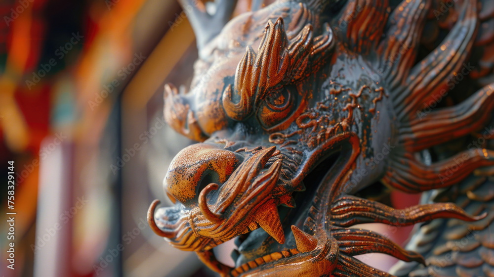 Detailed shot of a dragon statue, suitable for fantasy themes