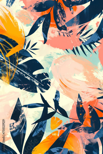 Vertical Abstract exotic illustration pattern. Creative collage contemporary seamless pattern.