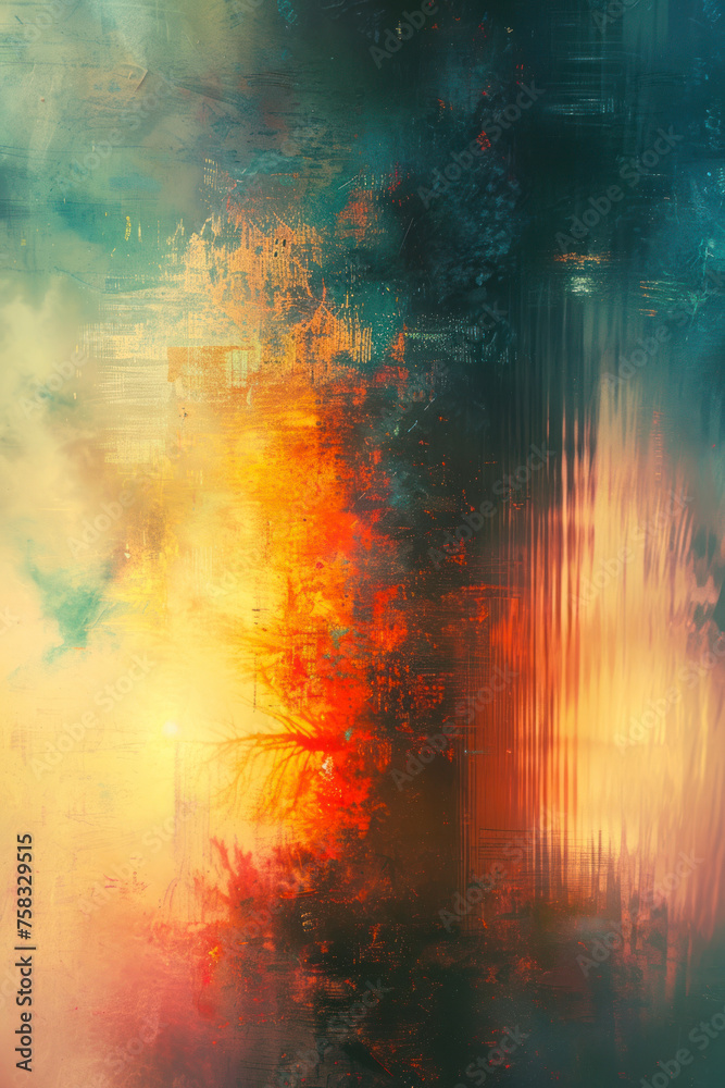 Fototapeta premium Vertical Sunsets of Never series. Landscape of virtual paint.