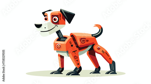 Flat icon A robotic dog with a wagging tail and pla
