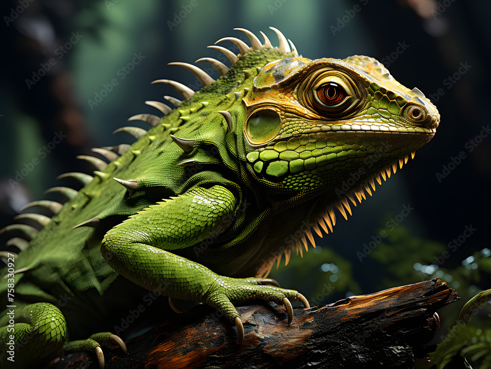 Fototapeta premium green manticora male sitting on a leaf