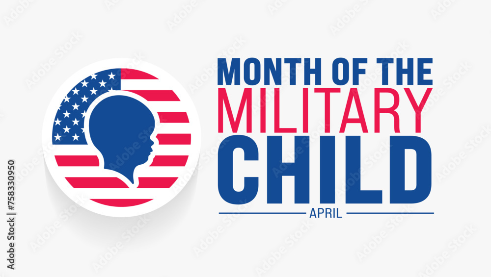 April is Month of the Military Child background template. Holiday concept. use to background, banner, placard, card, and poster design template with text inscription and standard color. vector - obrazy, fototapety, plakaty 