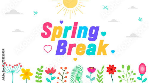 April is Spring Break background template. Holiday concept. use to background, banner, placard, card, and poster design template with text inscription and standard color. vector illustration.