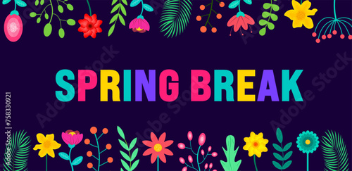 April is Spring Break background template. Holiday concept. use to background, banner, placard, card, and poster design template with text inscription and standard color. vector illustration.