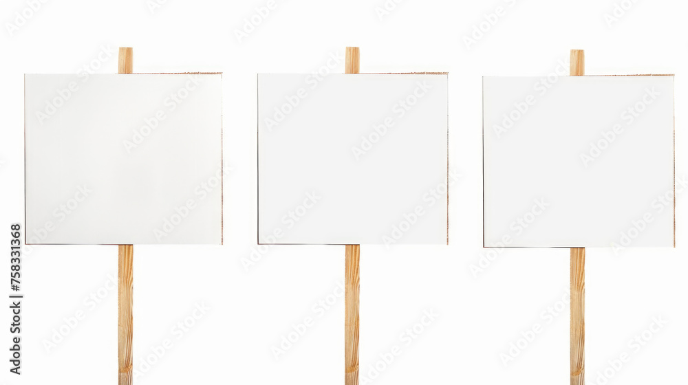 A group of three blank signs on a wooden stick. Can be used for various messages A group of three blank signs on a wooden stick. Can be used for various messages