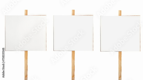 A group of three blank signs on a wooden stick. Can be used for various messages