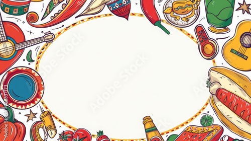 Colorful fiesta frame elements with space for text for Cinco de Mayo