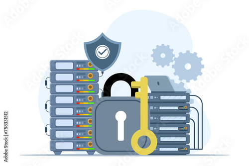 database security concept, phishing, hacker attack, hackers stealing personal data, using Cyber Security Services to Protect Personal Data. Database security, vector flat design illustration.