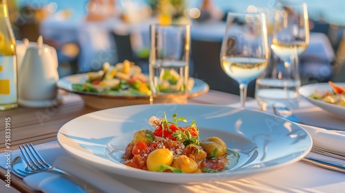 table setting for dinner in an italian restaurant